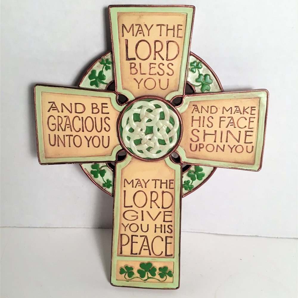 Irish Blessing Cross Celtic Shamrock wall decor 8" luck St Patricks Day …